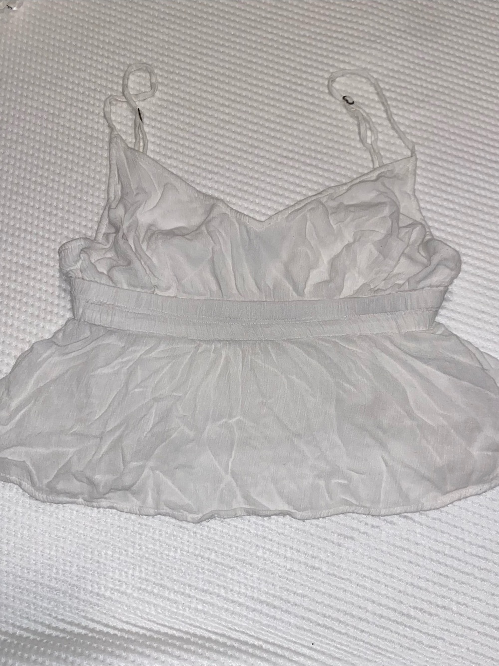 O'Neill White Ruffled Spaghetti Strap Peplum Top